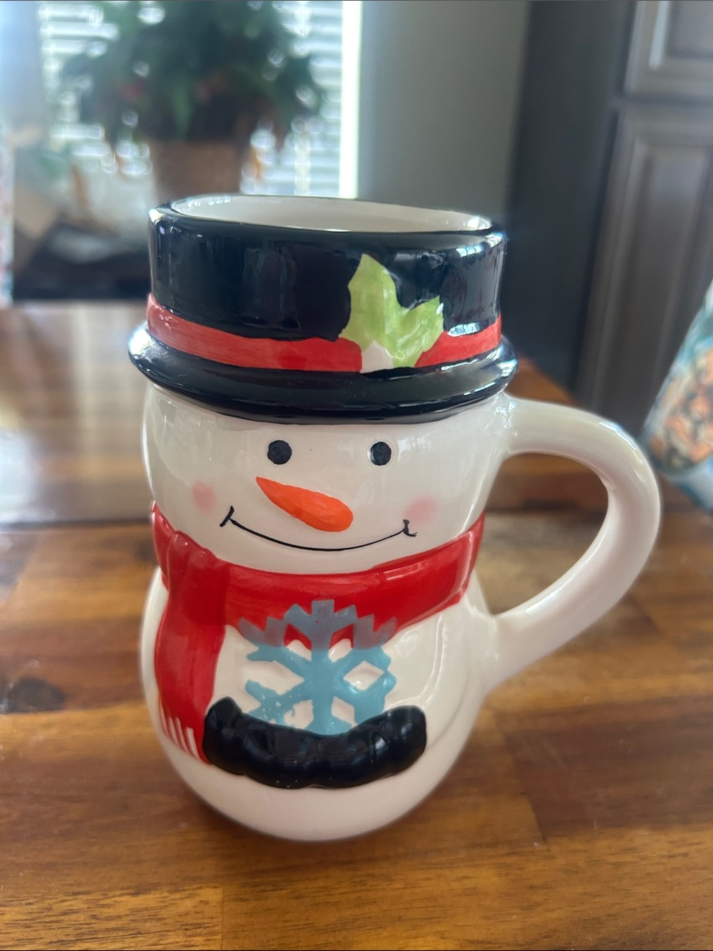 Bay Island Ceramic Snowman Mug in Red, Black, Blue and Orange large